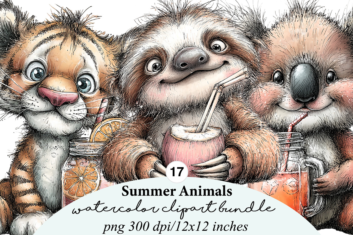 summer animals clipart, an Illustration by GatewayDesign (Photo 1 of 6)