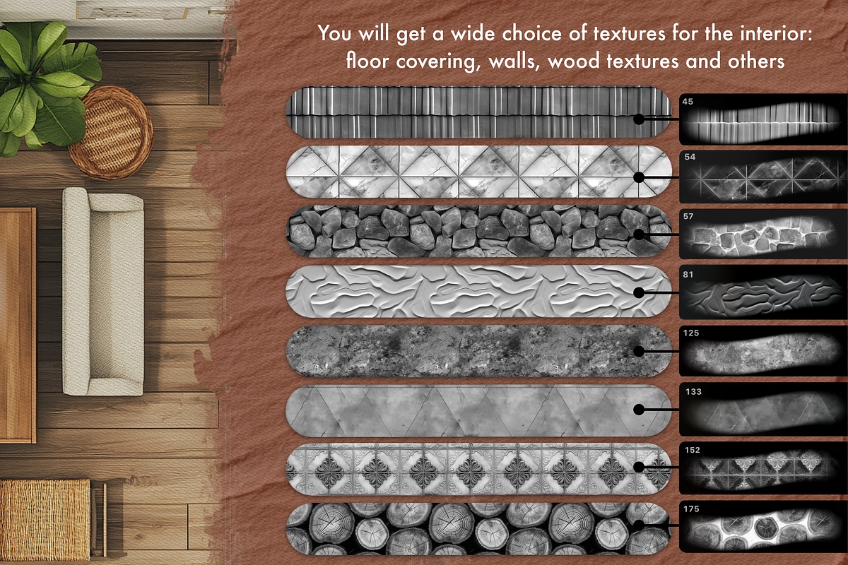 Procreate Interior texture brushes, a Brush Add-On by Revabrush (Photo 4 of 7)