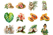 Tropical Summer Clipart, an Illustration by DreamArtGraphic (Thumbnail 4 of 4)