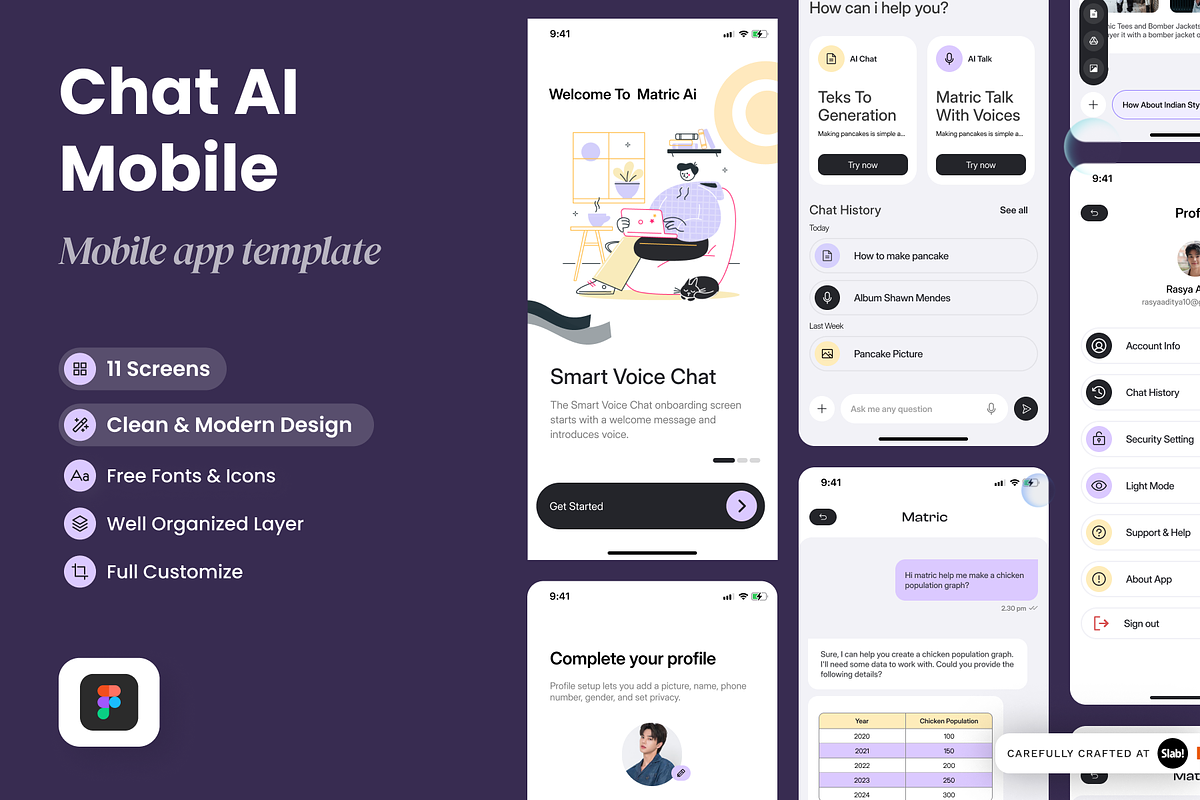 Matric - Chat AI Mobile App, an App Template by SLAB! Design (Photo 1 of 4)