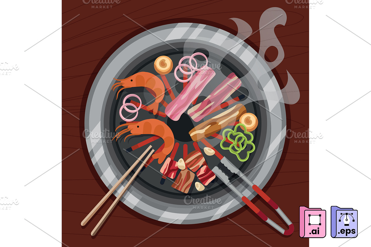 Hand Drawn Korean BBQ Illustration, a Food Illustration by MISS CHATZ (Photo 2 of 3)