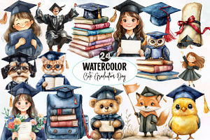 Cute Graduation Day Clipart, an Illustration by Designworld