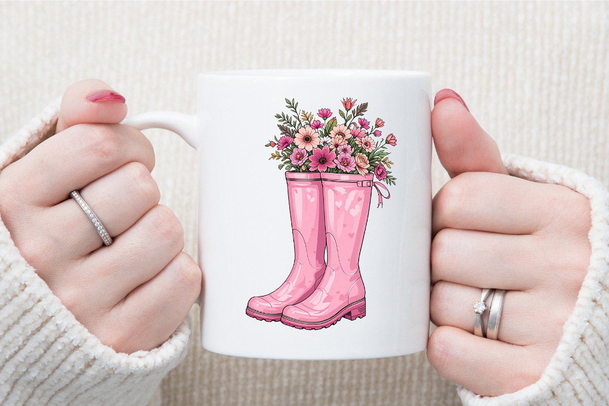 Pink Boots with Summer Flowers PNG, an Illustration by Sublimation Artist (Photo 5 of 6)