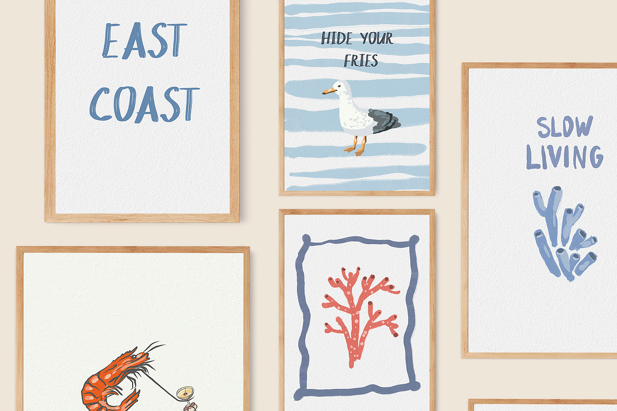 Coastal Wall Art Prints Bundle, a Background Graphic by Artemsky (Photo 5 of 15)