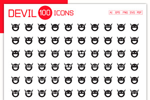 Smile Devil Emoticons Set, a Solid Icon by Designfour