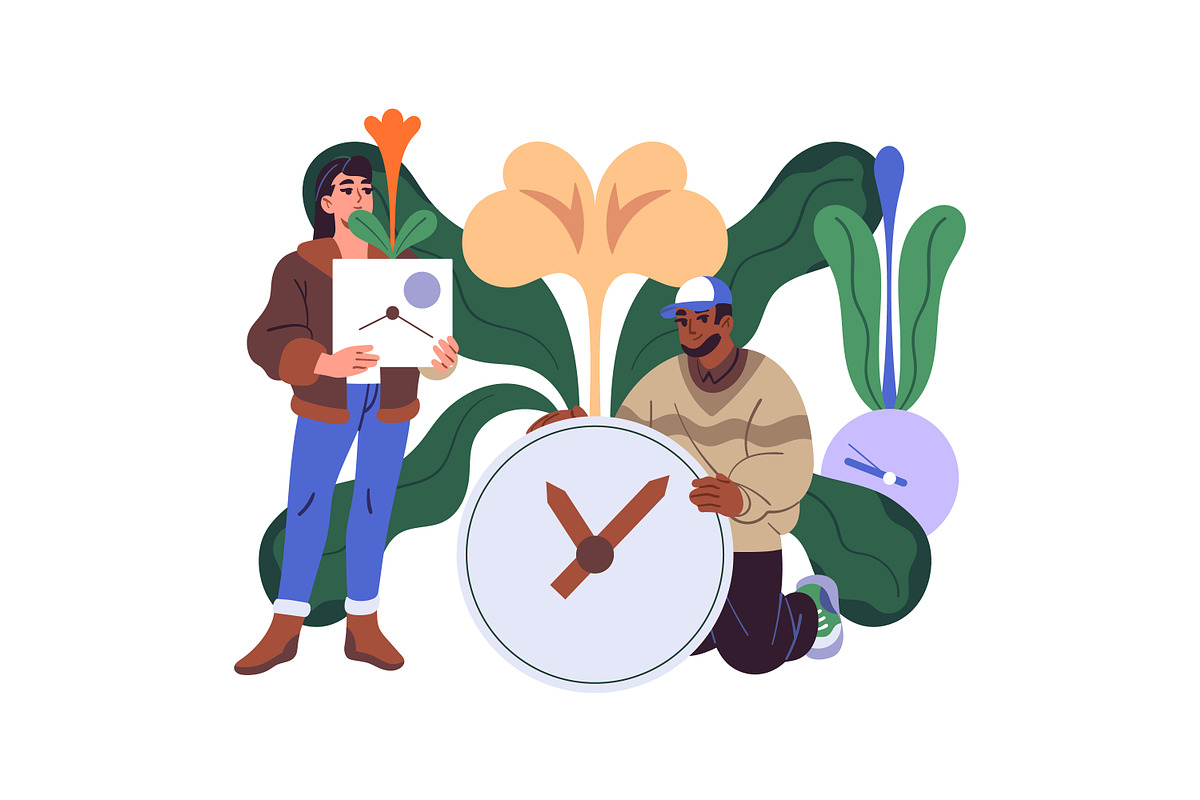 Time concept, people and watches set, a Person Illustration by PaperTrident (Photo 2 of 9)
