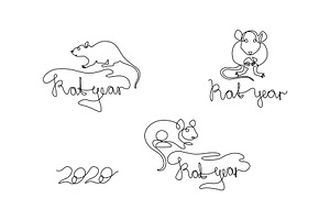 New Year 2020 Year Of The Rat Set.