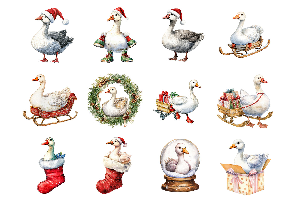 Christmas Silly Goose Clipart, an Illustration by Design Market (Photo 3 of 3)