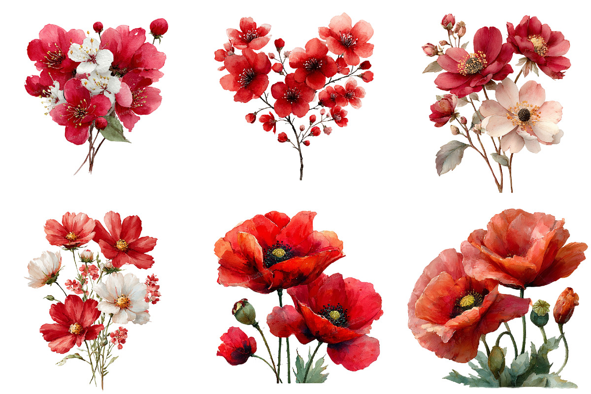 watercolor valentines wildflowers, an Illustration by DreamArtGraphic (Photo 2 of 4)