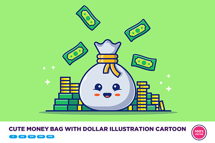 Cute Money Bag With Dollar Cartoon, a Finance Illustration by Catalyst Labs