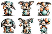 Whimsical Bunny Easter Clipart, an Illustration by CraftArtStudio (Thumbnail 5 of 6)