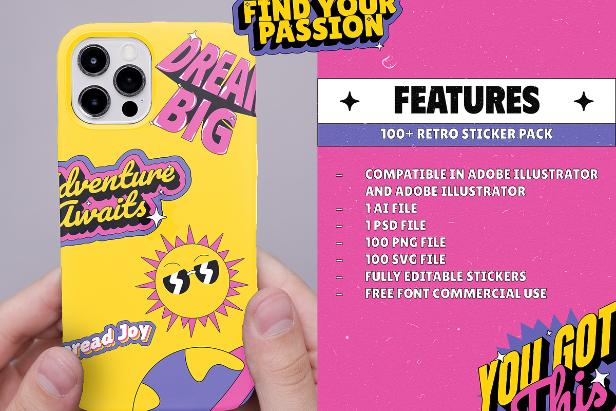 Vol.2 Retro Sticker Pack, a Product Mockup by Shinra Labs (Photo 2 of 8)
