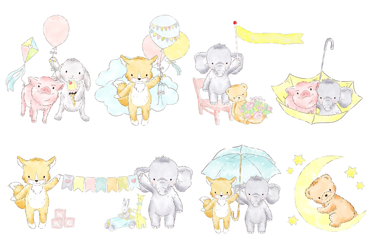 Cute Baby Shower Balloon Animals, an Animal Illustration by Magic Story Studio (Photo 2 of 3)