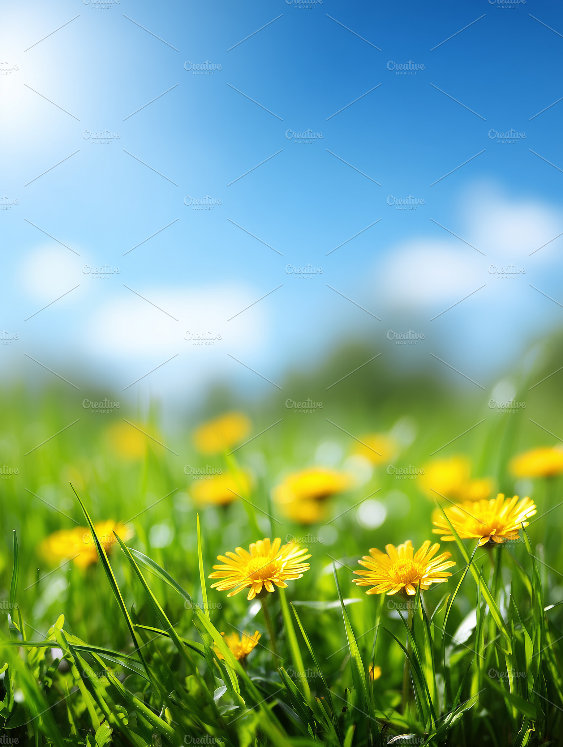 Bright yellow dandelion flowers, a Nature Photo by MistyDay