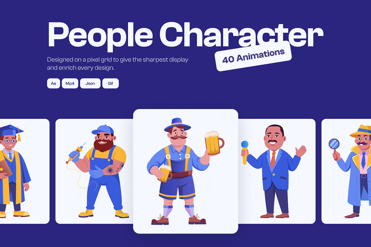 Animated People Character Set, a Person Illustration by Brickclay (Photo 1 of 5)