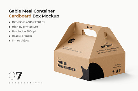Gable Meal Food Cardboard Box Mockup