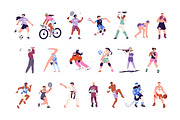 Sport athletes set, seamless pattern, a Sport Illustration by PaperTrident (Thumbnail 1 of 12)