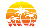 Retro Vintage Sunset And Palm Trees, a Seasonal Illustration by Schwegel Illustration (Thumbnail 2 of 2)