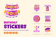 Birthday Sticker Set, an Emoji Icon by Brickclay (Thumbnail 1 of 8)