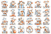 Whimsical Christmas Dog Clipart, an Illustration by designcity5 (Thumbnail 2 of 5)