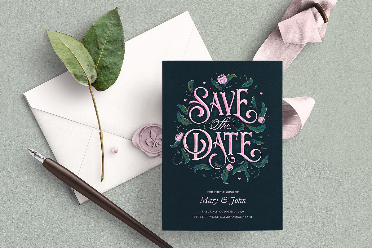 Wedding Save the Date Card Template, an Invitation Template by Aurelie Maron (Photo 3 of 7)