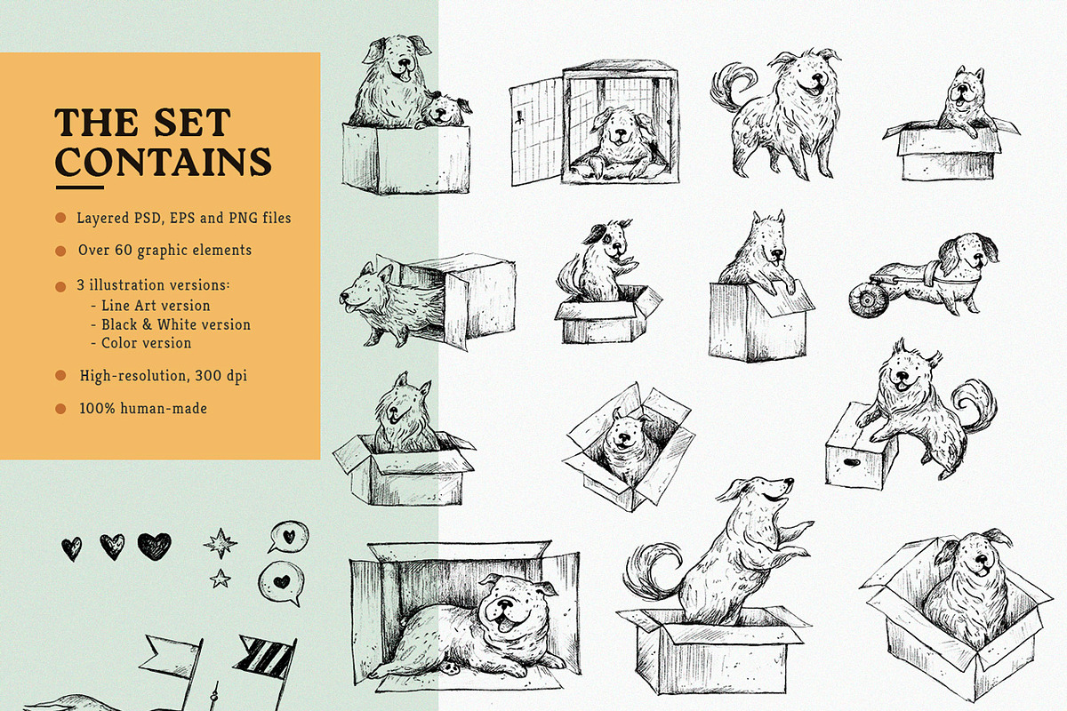 Dogs in Boxes Graphic Set, an Animal Illustration by Yeticrab (Photo 12 of 13)