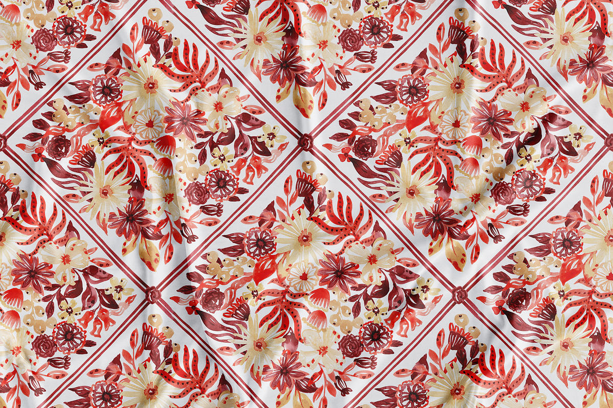 Fall Floral Grid Ornamental Pattern, a Pattern Graphic by SirenaArt (Photo 7 of 11)