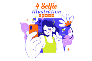 4 Selfie Vector Illustration, a Person Illustration by denayunebgt