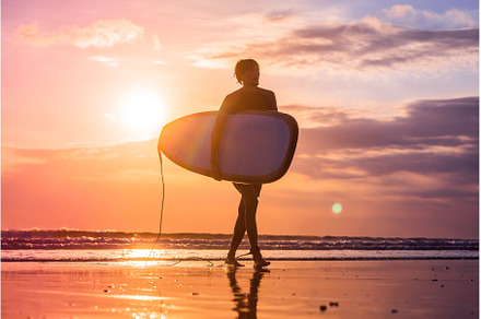 Vacation Silhouette Of A Surfer, a Sports & Recreation Photo by Elizaveta Galitskaya