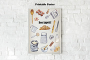 Kitchen utensils & food watercolor, a Decorative Illustration by Visual Animal (Thumbnail 2 of 4)