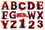 Bloody Alphabet and Numbers Bundle, a Seasonal Illustration by Bubble Pixel (Thumbnail 2 of 8)