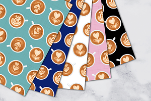 Coffee Art Cups Vector Patterns