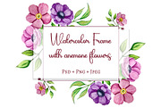 Watercolor Anemone Frame, a Decorative Illustration by Milla_Zelenyuk_art (Thumbnail 1 of 3)