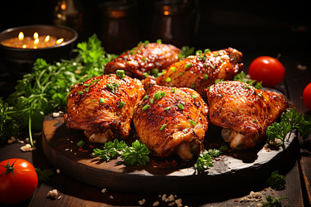 Juicy grilled chicken legs BBQ with, a Background Photo by Pixeness