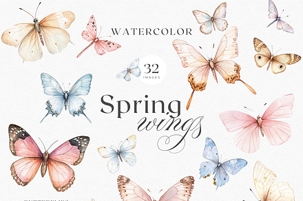 Spring Wings - Butterflies Clipart, an Illustration by ThaismotaCreativeCo