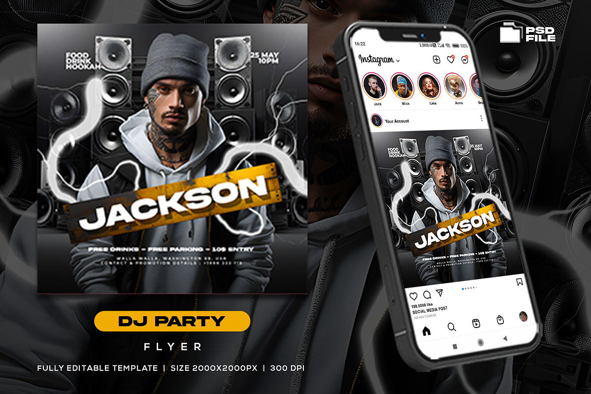 Dj Party Night Flyer Template, a Flyer Template by Rmbimo