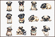 Cute Watercolor Pug Dog PNG, an Animal Illustration by Sublimation Artist (Thumbnail 3 of 6)