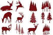 Red Buffalo Plaid Deer/Forest Vector, an Illustration by FrankiesDaughtersDesign (Thumbnail 2 of 4)