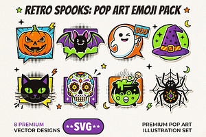 Halloween Pop Art SVG Emoji Pack