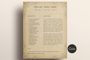 Vintage Recipe Book Template Canva, a Templates & Theme by OrganizationOasisRo