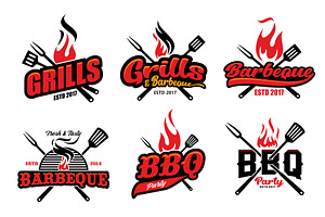 Bbq grill icons, barbecue fork, a Food Illustration by Vector Tradition