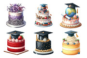 Graduation Cake Clipart Bundle, an Illustration by Daily.Designs (Thumbnail 4 of 5)