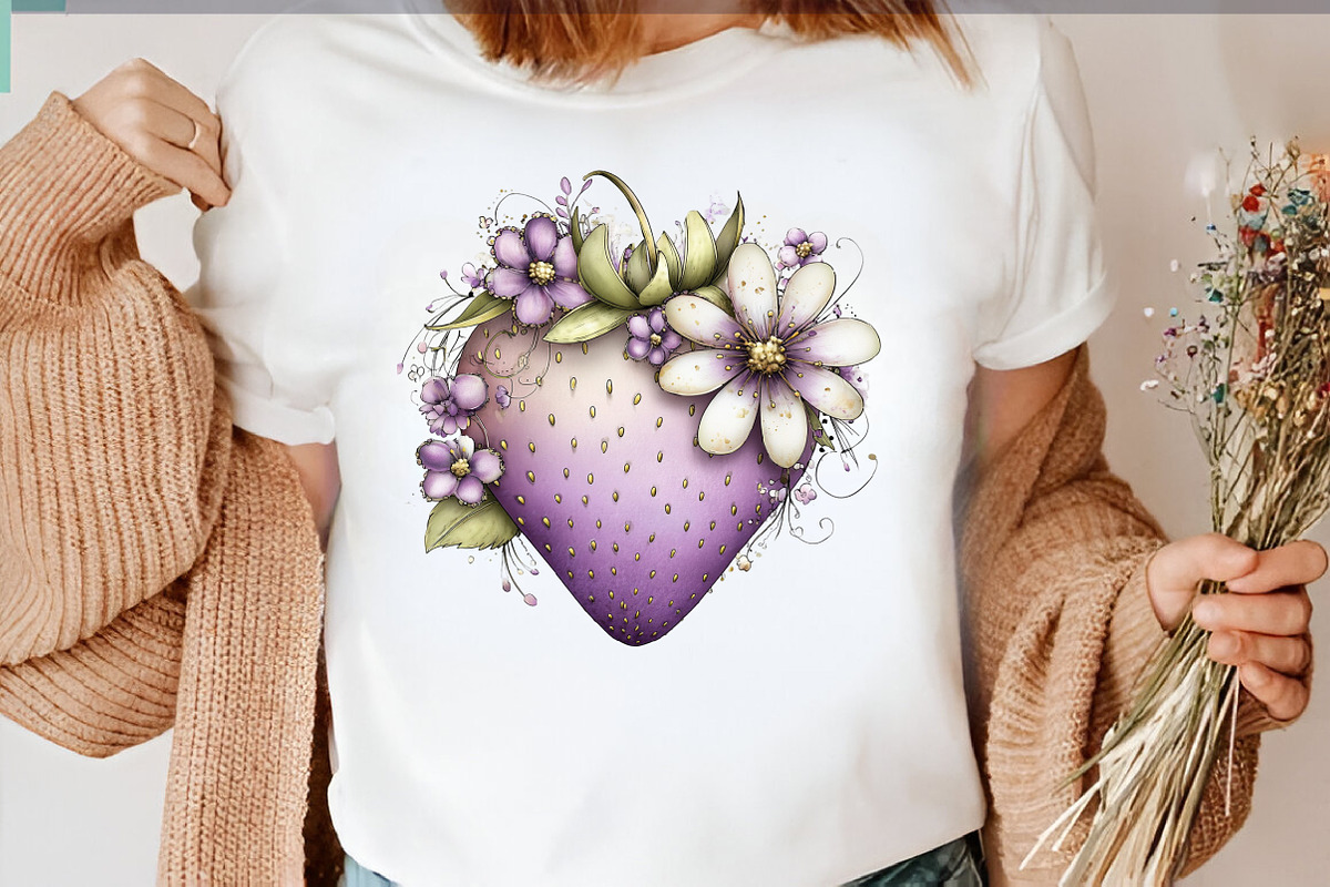 Whimsical Spring Strawberry Clipart, an Illustration by SVGArt (Photo 9 of 9)