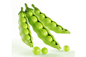 Green Peas 3d Render Icon. Realistic