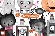 Watercolor Halloween Clip Art, Hallo, an Illustration by Roodi and Bear (Thumbnail 1 of 2)