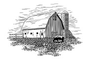 Old Milk Barn and Cow, an Animal Illustration by blue67sign (Thumbnail 1 of 2)