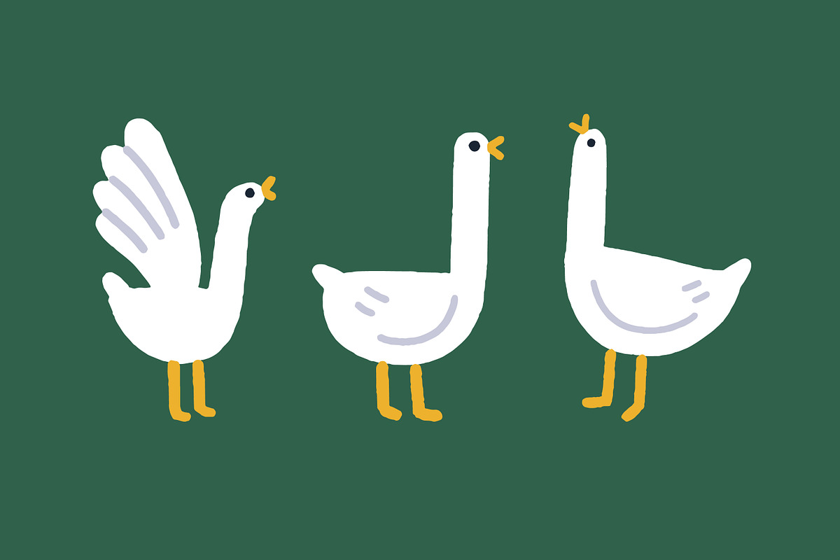 Cute goose. Funny birds, kids set, an Animal Illustration by Good Studio (Photo 2 of 7)