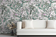 Mint Pink Flower Wallpaper, a Wallpaper Graphic by MalyskaStudio (Thumbnail 6 of 6)