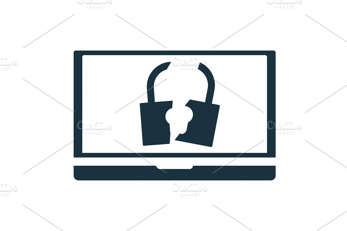 Broken padlock on a laptop screen, a Technology Illustration by Aimagenarium@gmail.com