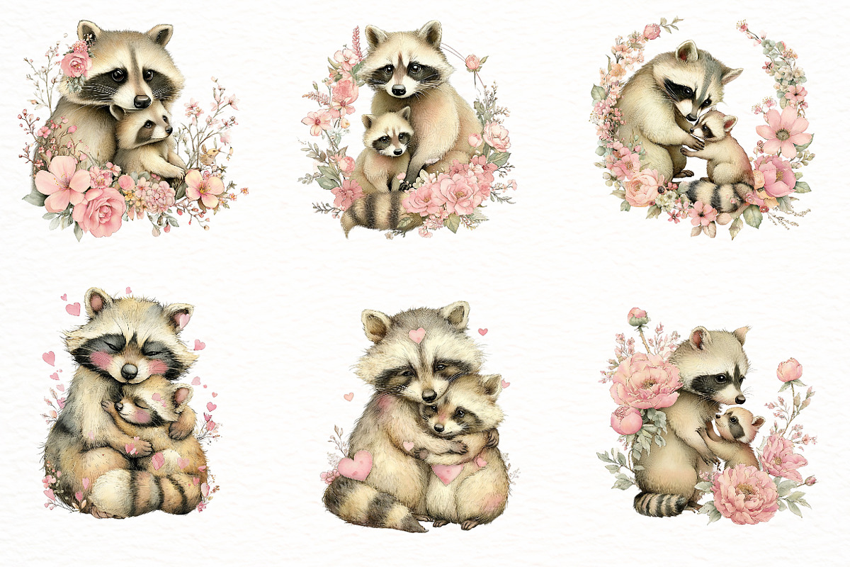 Whimsical Mother's Day Raccoon Clipa, an Illustration by Designworld (Photo 3 of 8)